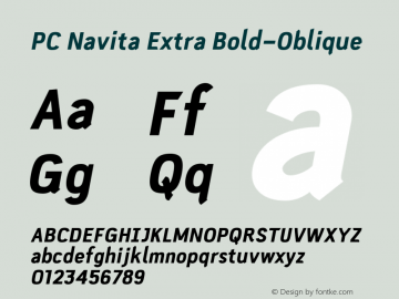 PC Navita Extra Bold-Oblique Version 1.001 Font Sample
