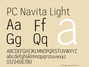 PC Navita Light Version 1.001;PS 001.001;hotconv 1.0.88;makeotf.lib2.5.64775图片样张