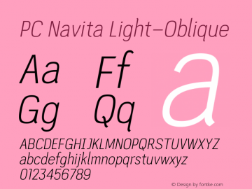 PC Navita Light-Oblique Version 1.001 Font Sample
