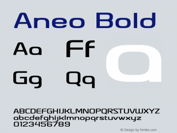 Aneo Bold Version 1.000 Font Sample