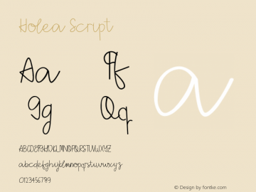 Holea Script Version 1.007;Fontself Maker 3.1.2图片样张