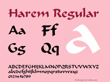 Harem Regular Rev. 002.001 Font Sample