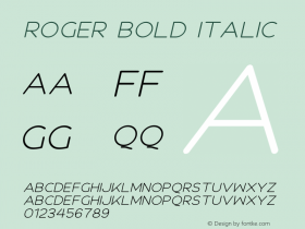 Roger Bold Italic Version 1.00;July 6, 2019;FontCreator 11.5.0.2430 64-bit图片样张