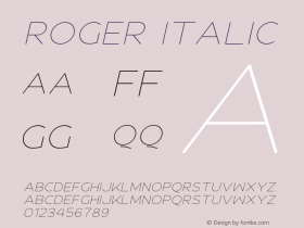 Roger Italic Version 1.00;July 6, 2019;FontCreator 11.5.0.2430 64-bit图片样张