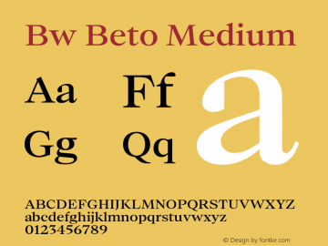 Bw Beto Medium Version 1.000;PS 001.000;hotconv 1.0.88;makeotf.lib2.5.64775图片样张