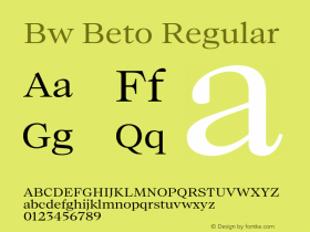 Bw Beto Regular Version 1.000;PS 001.000;hotconv 1.0.88;makeotf.lib2.5.64775图片样张