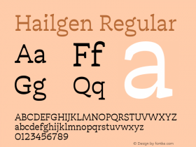 HailgenRegular Version 1.000;hotconv 1.0.109;makeotfexe 2.5.65596;YWFTv17 Font Sample