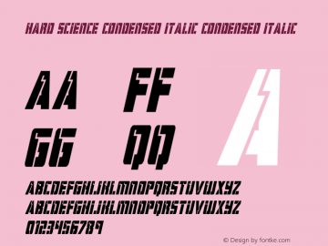 Hard Science Condensed Italic Version 1.0; 2019 Font Sample