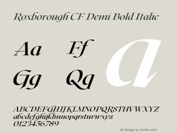 Roxborough CF Demi Bold Italic Version 1.000;PS 001.000;hotconv 1.0.88;makeotf.lib2.5.64775图片样张