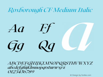 Roxborough CF Medium Italic Version 1.000;PS 001.000;hotconv 1.0.88;makeotf.lib2.5.64775 Font Sample