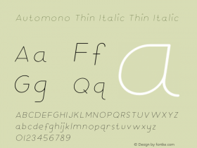 Automono Thin Italic Thin 图片样张