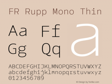 FR Rupp Mono Thin Version 1.000 Font Sample