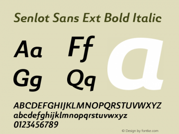 SenlotSansExt-BoldItalic Version 1.000 Font Sample