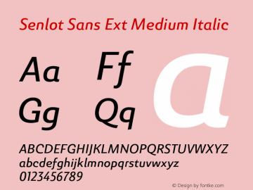 SenlotSansExt-MediumItalic Version 1.000 Font Sample
