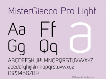 MisterGiacco Pro Light Version 2.000;hotconv 1.0.109;makeotfexe 2.5.65596 Font Sample