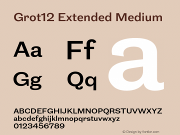 Grot12Extended-Medium Version 1.0 Font Sample