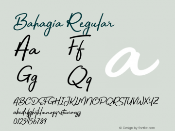 Bahagia Version 1.000 Font Sample