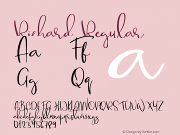 Richard Regular Version 1.000 Font Sample