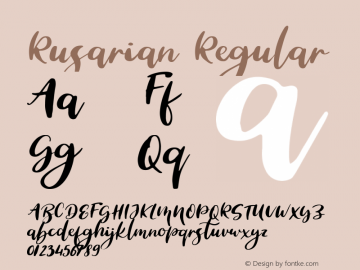 Rusarian Regular Version 1.000 Font Sample