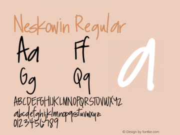 Neskowin Version 1.004;Fontself Maker 3.1.1 Font Sample