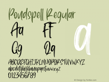 Pondspell Version 1.00;May 10, 2019;FontCreator 11.5.0.2430 64-bit Font Sample