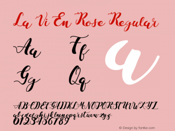 La Vi En Rose Regular 1.000 Arendx std Font Sample