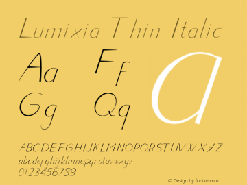 Lumixia Thin Italic Version 1.002;Fontself Maker 3.1.2图片样张