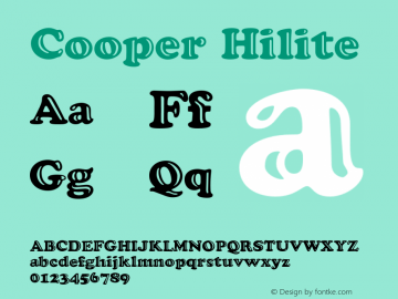 Cooper-Hilite Version 001.903 Font Sample