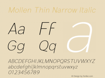Mollen Thin Narrow Italic Version 1.000;YWFTv17图片样张