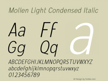 Mollen-LightCondensedItalic Version 1.000;YWFTv17图片样张