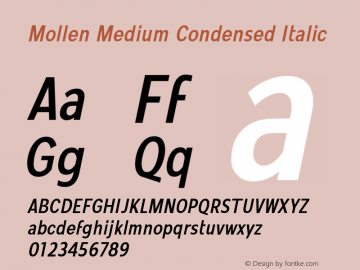 Mollen-MediumCondensedItalic Version 1.000;YWFTv17图片样张