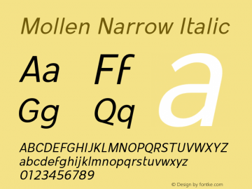 Mollen-NarrowItalic Version 1.000;YWFTv17 Font Sample