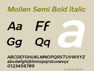 Mollen Semi Bold Italic Version 1.000;YWFTv17 Font Sample