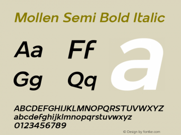 Mollen Semi Bold Italic Version 1.000;YWFTv17图片样张