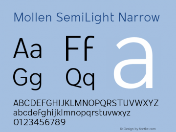 Mollen SemiLight Narrow Version 1.000;YWFTv17 Font Sample