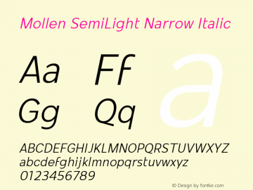 Mollen SemiLight Narrow Italic Version 1.000;YWFTv17图片样张