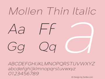 Mollen-ThinItalic Version 1.000;YWFTv17图片样张