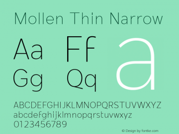 Mollen Thin Narrow Version 1.000;YWFTv17 Font Sample