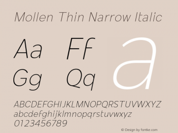 Mollen-ThinNarrowItalic Version 1.000;YWFTv17图片样张