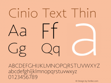 CinioText-Thin Version 2.000 Font Sample