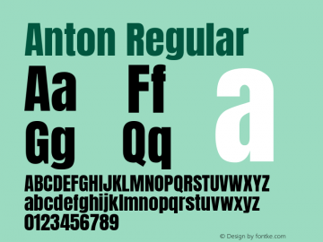Anton Regular Version 2.000 Font Sample