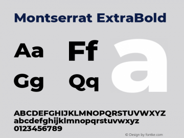 Montserrat ExtraBold Version 7.200 Font Sample