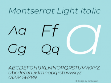 Montserrat Light Italic Version 7.200图片样张