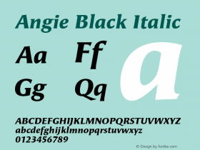 AngieBlack-Italic Version 7.504 Font Sample