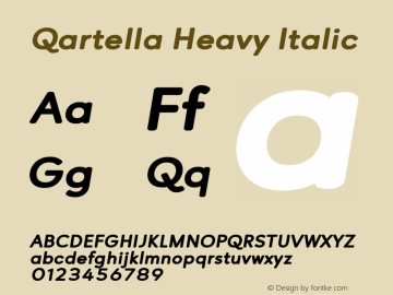 Qartella Heavy Italic Version 1.000 Font Sample