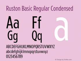 Ruston Basic Regular Condensed Version 1.000;PS 001.000;hotconv 1.0.88;makeotf.lib2.5.64775;YWFTv17 Font Sample