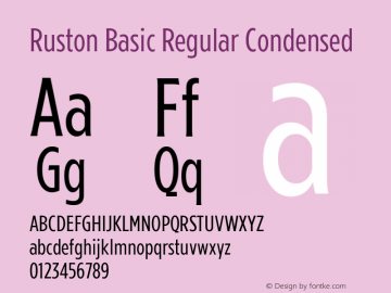 Ruston Basic Regular Condensed Version 1.000;PS 001.000;hotconv 1.0.88;makeotf.lib2.5.64775;YWFTv17图片样张