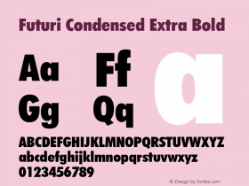 Futuri Condensed Extra Bold Rev. 002.001 Font Sample