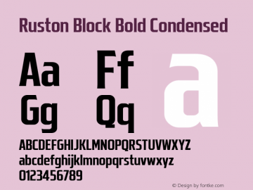 Ruston Block Bold Condensed Version 1.000;PS 001.000;hotconv 1.0.88;makeotf.lib2.5.64775;YWFTv17 Font Sample