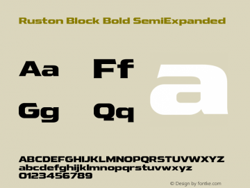 Ruston Block Bold SemiExpanded Version 1.000;PS 001.000;hotconv 1.0.88;makeotf.lib2.5.64775;YWFTv17 Font Sample